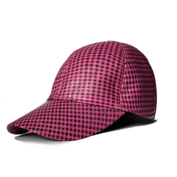 Lukkiu Accessories - Pink Leather Baseball Cap |Genuine Lambskin Leather Hat Sports Visor Adjustab…